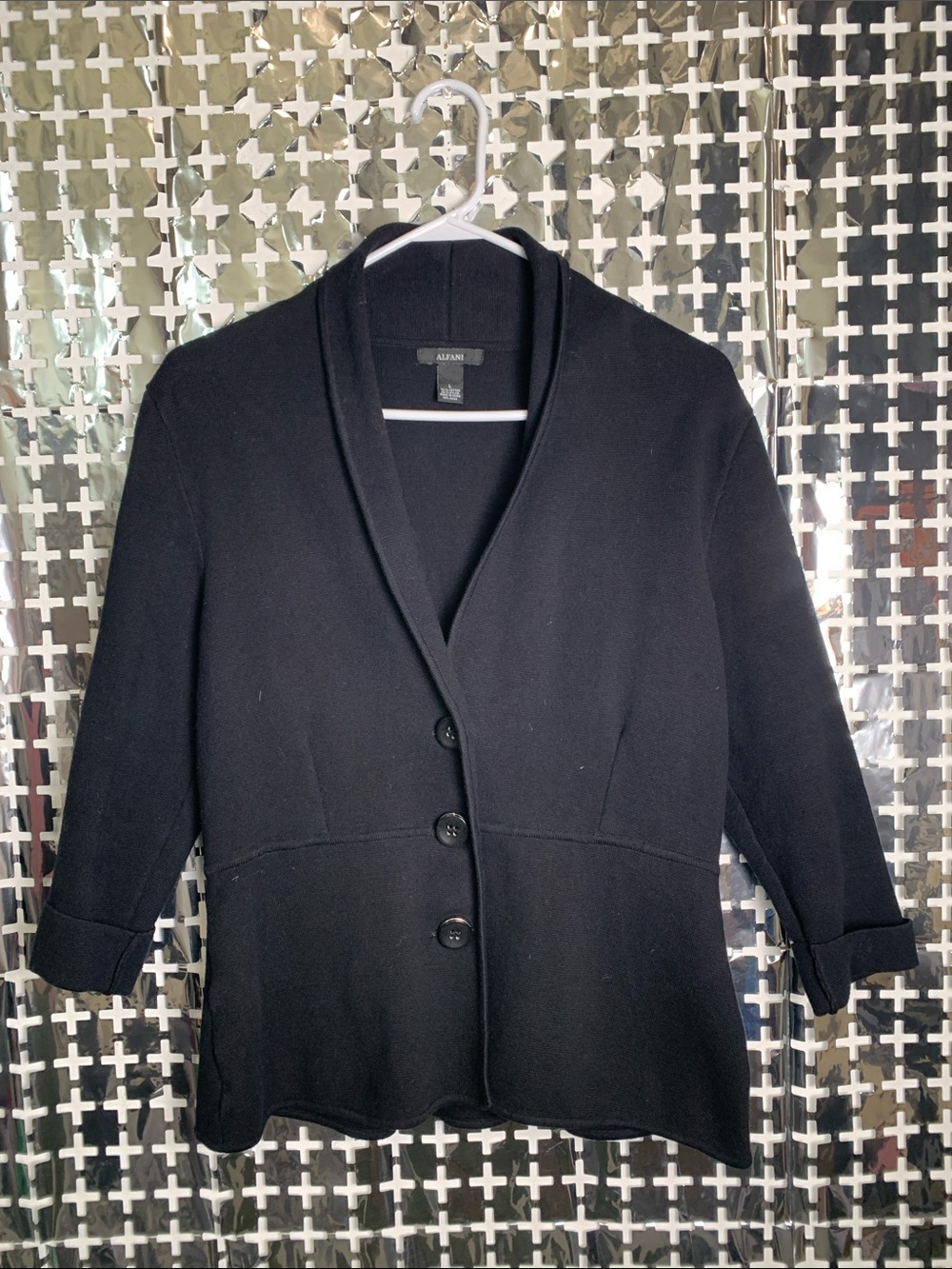 Alfani Black Shawl-Collar Three-Button Blazer